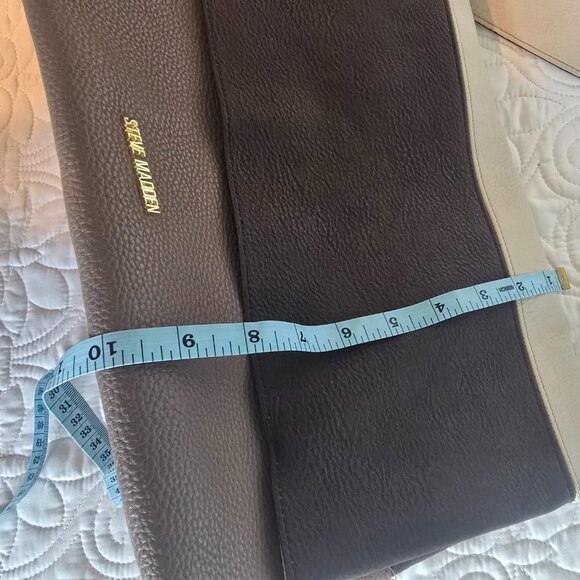 Steve Madden Colorblock Hobo Shoulder Bag Grey Taupe Black Gold Hardware - Picture 10 of 10